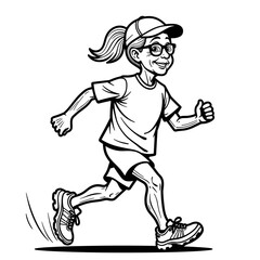 Fototapeta premium Active elderly woman jogging in sportswear – fitness lifestyle, health