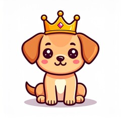 Obraz premium Cute Cartoon Dog Wearing A Golden Crown