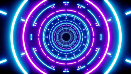 Obraz premium Neon tunnel with concentric circles (3)
