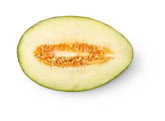 piel de sapo melon fruit with shadow isolated on transparent background