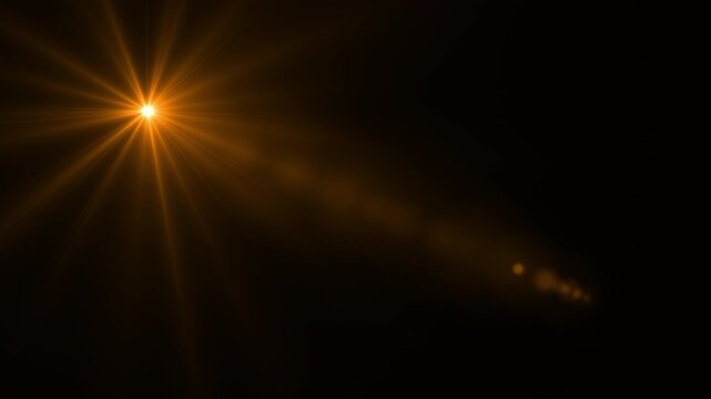 Lens Flare on Black Background &ndash; Bright Light Burst Effect for Cinematic Overlays and VFX