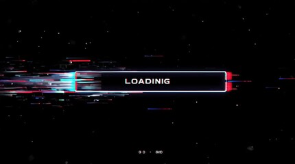 Futuristic cyberpunk progress bar animation with a digital glitch effect. Sci-fi, high-tech user interface (UI) element showing data loading or processing.

 - Powered by Adobe