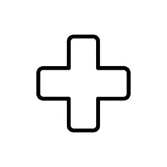 Obraz premium Minimal Medical Cross Symbol Icon in Thin Line Style