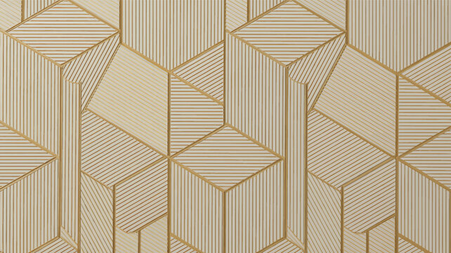 Geometric lines gold on cream background pattern
