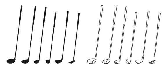 golf club icon set vector illustration isolated on white background.