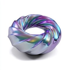 Iridescent Metallic Torus Shape with Swirling Colors