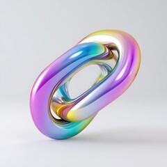 Iridescent Metallic Interlocking Oval Shapes abstract