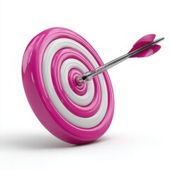 Pink and white target with arrow in bullseye image