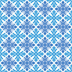 Sea flower picture, batik picture, indigo fabric pattern, blue, palm leaves, fabric pattern