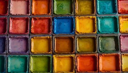 Vibrant Watercolor Paint Palette - Artistic Creativity Concept