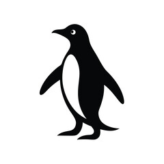 Obraz premium Silhouette of penguin walking upright with flippers at sides on white background
