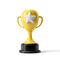 Yellow trophy with white star on black base award winner