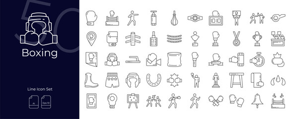 Boxing Line Editable Icons set. Vector illustration in modern thin line style of Boxing icons: boxing, fighting, ring, etc
