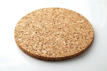 Round cork coaster on a white surface for drinkware protection and table decoration
