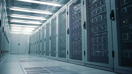 Server Room Corridor Data Center Servers, Technology, Network - Powered by Adobe