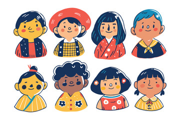 Diverse Children Illustration: A heartwarming illustration showcases children from diverse backgrounds, each with unique cultural attire and cheerful expressions.