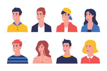 Diverse Cartoon Avatar Set: Collection of cheerful cartoon avatars, each with unique features and expressions, symbolizing diversity and representing a wide array of individuals.
