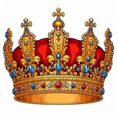 Gold Crown With Red Velvet And Jewels