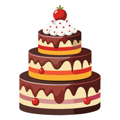 Chocolate cake cartoon vector illustration