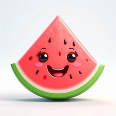 Smiling Watermelon Slice On White Background