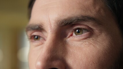 Thoughtful man Caucasian businessman close up pensive male portrait serious thinking consider...