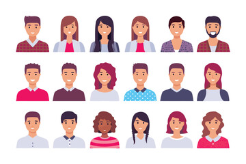 Diverse Avatar Set: A collection of diverse avatars representing a variety of ethnicities, genders, and hairstyles. Perfect for websites, social media, or any project needing diverse representation.