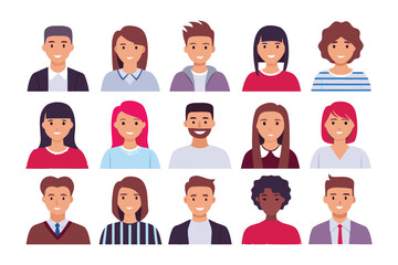 Diverse Portrait Collection: A collection of stylized portraits showcasing a spectrum of expressions and personalities, perfect for conveying diversity and individuality.