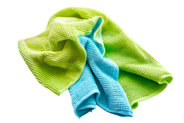 Green and blue cleaning cloths soft texture