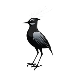 Stylized black bird with crested head banner design