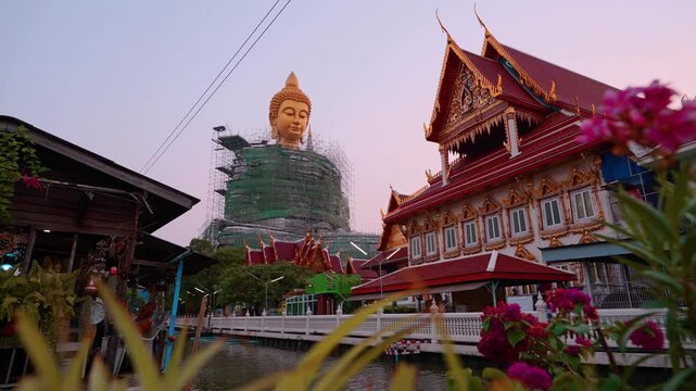 Thailand temple Wat Paknam Phasi Charoen Bangkok famous landmark and popular travel destination Bangkok, Thailnad 4K