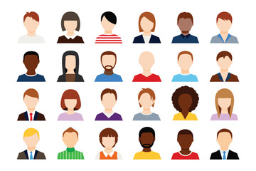 Collection of diverse profile icons for concept of communication, community or teamwork, showcasing the different faces of people and the concept of community.