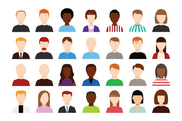 Diverse Crowd Avatars: A collection of diverse faceless avatar of people.