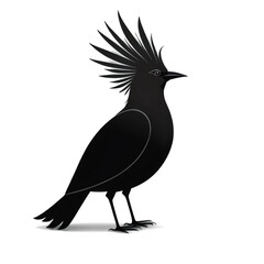 Stylized black bird with crested head banner design