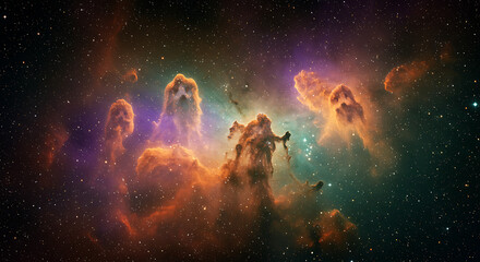 Obraz premium Stunning cosmic view of the Pillars of Creation, showcasing vibrant colors and intricate details of the nebula.