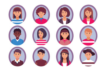 Diverse Avatar Icons: A collection of diverse avatar icons, representing a spectrum of personalities and backgrounds, each set within a minimalist, circular frame, symbolizing community and inclusion.