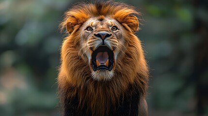 Fototapeta premium Majestic lion s vibrant alert expression