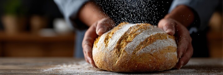 bakery website design, artisanal bakery website design showcases rustic bread texture, flour-dusted hands, warm color palette, and editorial food
