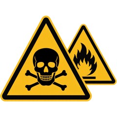 Skull and flame warning signs danger hazard