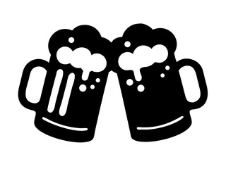  two clinking beer mugs icon vector, Beer mug silhouette,