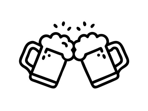  two clinking beer mugs icon vector, Beer mug silhouette,