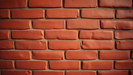 Obraz premium Close-up view of a textured red brick wall with warm vintage tones and even lighting.