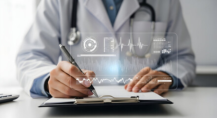 Medical expert utilizes innovative digital technology to interpret complex health data and record findings.