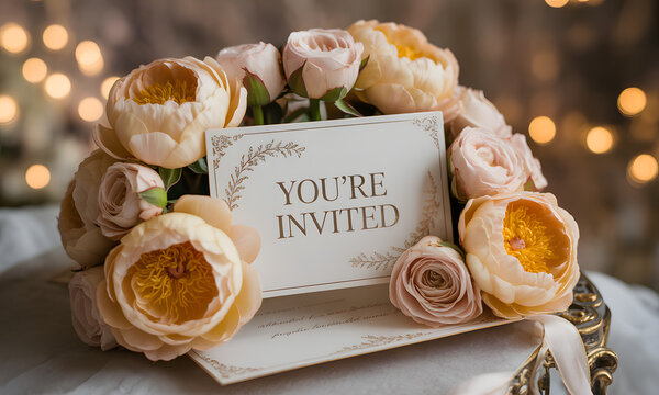 Elegant invitation card with flowers