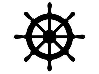 Obraz premium Steering wheel icon. Ship's helm. Black silhouette. Front view. Vector simple flat graphic illustration
