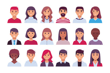 People Portraits: A diverse collection of illustrated faces, each showcasing unique characteristics and expressions, embodying the beauty of human variety.