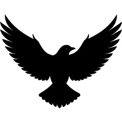 Obraz premium Black bird silhouette wings spread wide vector