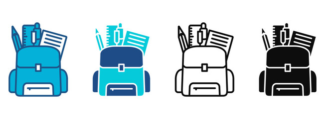 Stationary Icon Set With Multiple Styles. Vector Illustration