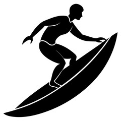 Surfer riding surfboard vector silhouette surfing wave