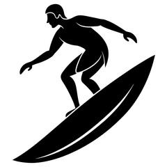 Surfer riding wave silhouette surfing ocean