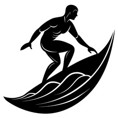 Surfer riding wave silhouette surfing ocean